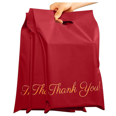 FOLIOPAKI KURIERSKIE CZERWONE Z RĄCZKĄ 310x420+70 50szt THANK YOU