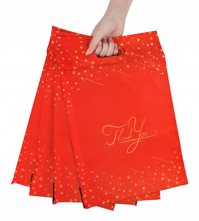 FOLIOPAKI KURIERSKIE CZERWONE Z RĄCZKĄ 400x500+70 50szt THANK YOU