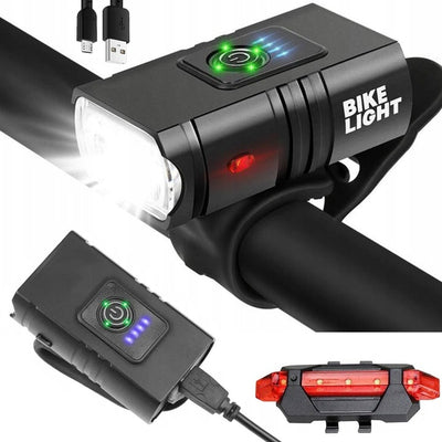 Lampka rowerowa MOCNA PRZÓD TYŁ na kierownicę 800lm LED wodoodporna USB