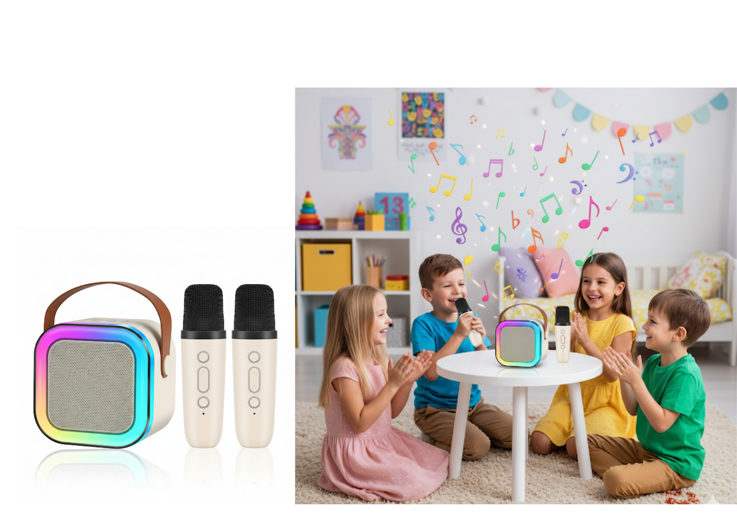 Karaoke głośnik Bluetooth 10W, 2x mikrofon bezprzewodowy/idealny do zabawy
