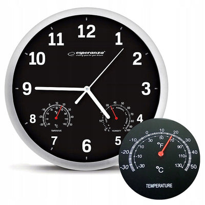 ZEGAR ŚCIENNY Z TERMOMETREM NA ŚCIANĘ OKRĄGŁY 25cm