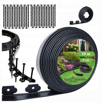 Zestaw Obrzeże Trawnikowe Ogrodowe 50x50x10m 30 Kołków Kotew Czarne