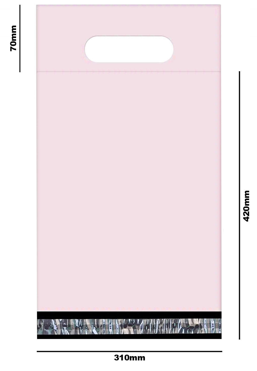 FOLIOPAK KURIERSKI FOLIOPAKI RÓŻOWE z RĄCZKĄ 310 x 420 + 70 mm (rączka) 50 szt z napisem "Thank You"