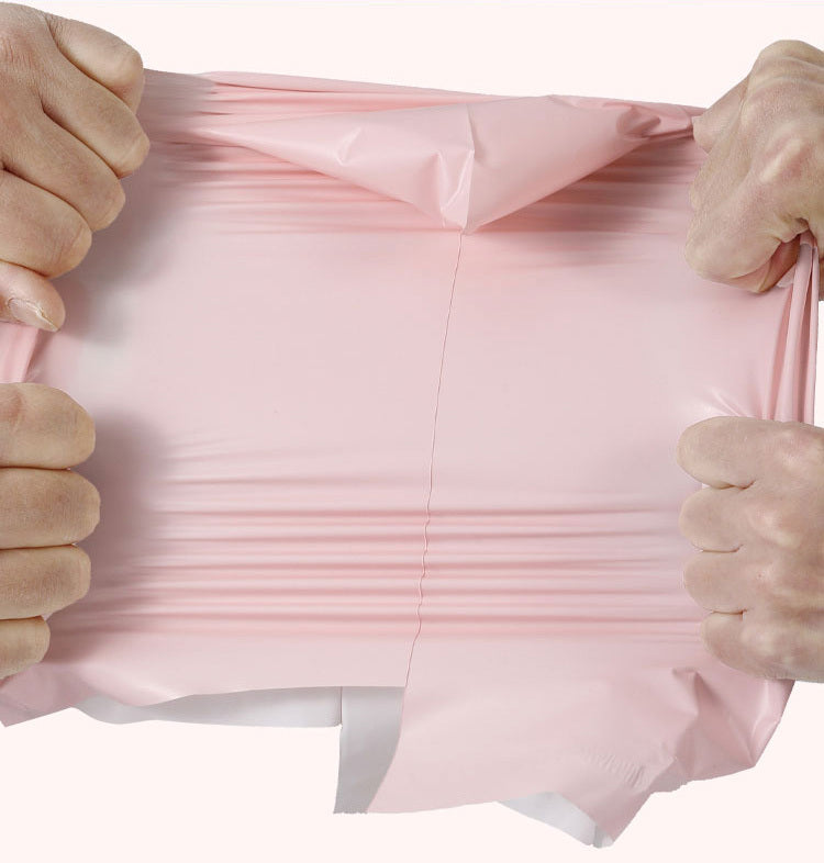 FOLIOPAK KURIERSKI FOLIOPAKI RÓŻOWE z RĄCZKĄ 310 x 420 + 70 mm (rączka) 50 szt z napisem "Thank You"