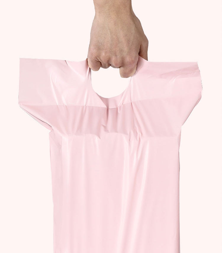 FOLIOPAK KURIERSKI FOLIOPAKI RÓŻOWE z RĄCZKĄ 310 x 420 + 70 mm (rączka) 50 szt z napisem "Thank You"