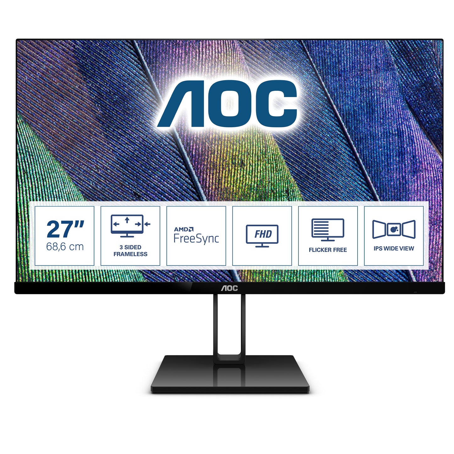 Monitor LED AOC 27V2Q 27 " 1920 x 1080 px IPS / PLS idealny do biura 35