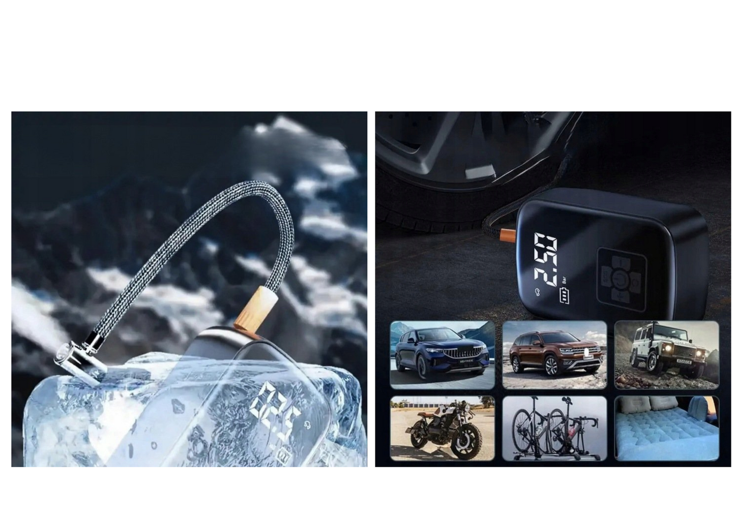 Cyfrowa sprężarka bezprzewodowy kompresor 120 W, 7,4 V, 10 BAR