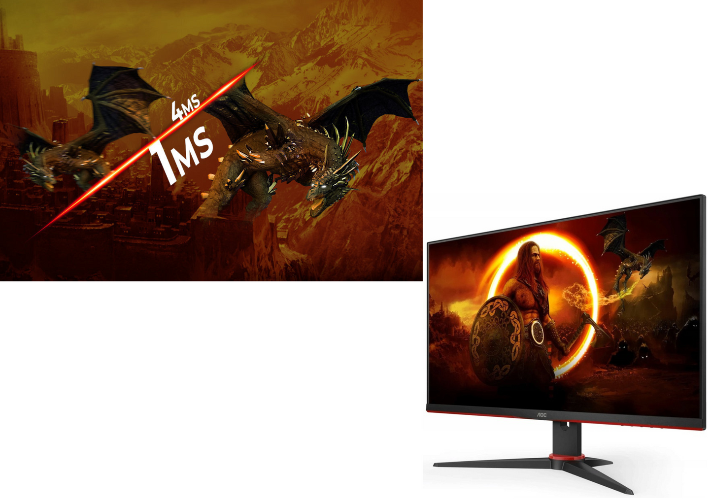Monitor AOC 24G2SPAE 23.8" 1920x1080px IPS 165Hz 1 ms/ do biura OUTLET 110