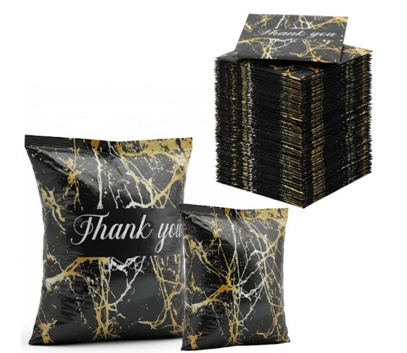 Foliopaki kurierskie mocne 255X370 ZŁOTY MARMUR THANK YOU 50 szt. na paczki