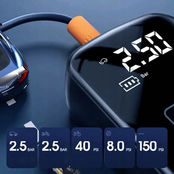 Cyfrowa sprężarka bezprzewodowy kompresor 120 W, 7,4 V, 10 BAR