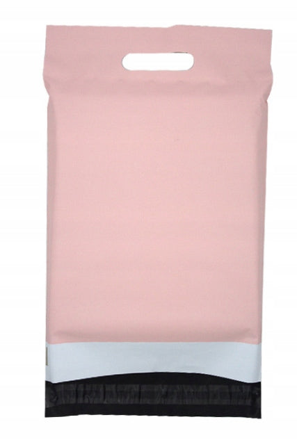 FOLIOPAK KURIERSKI FOLIOPAKI RÓŻOWE z RĄCZKĄ 310 x 420 + 70 mm (rączka) 50 szt z napisem "Thank You"