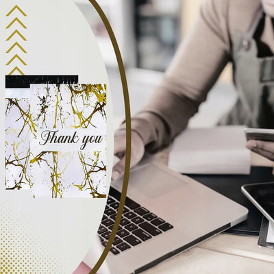 Foliopaki kurierskie MOCNE 255x370 ZŁOTY MARMUR THANK YOU 50 sztuk